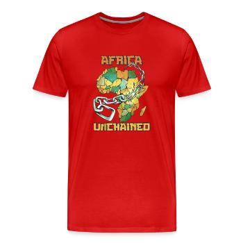 Africa Unchained - Männer Premium Bio T-Shirt - Rot - Vorne - Damien (186cm)