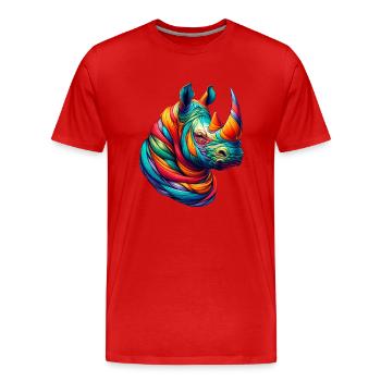 CHUBBY UNICORN - Rhinoceros - Men's Premium Organic T-Shirt - red - Front - Damien (186cm)