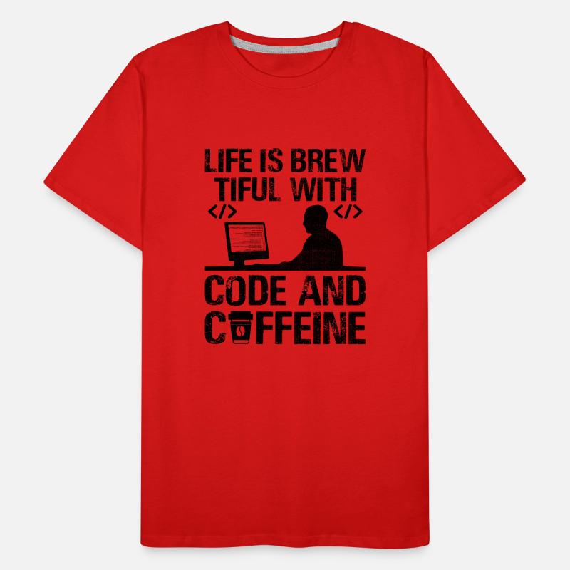 Café Codage Programmeur Codeur Développeur Nerd Coff T-shirt bio Premium Homme