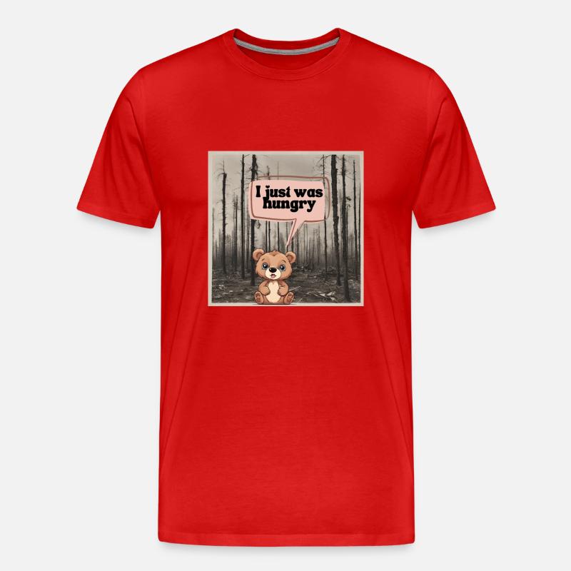 Kleiner Bär mit großem Hunger - Männer Premium Bio T-Shirt - Rot