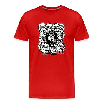 Viele Schafe - Männer Premium Bio T-Shirt - Rot - Vorne - Damien (186cm)