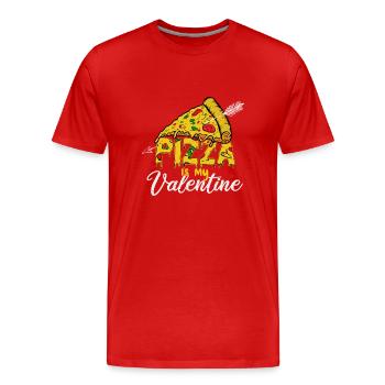 Pizza is my valentine for Valentine's Day - Men's Premium Organic T-Shirt - red - Front - Damien (186cm)