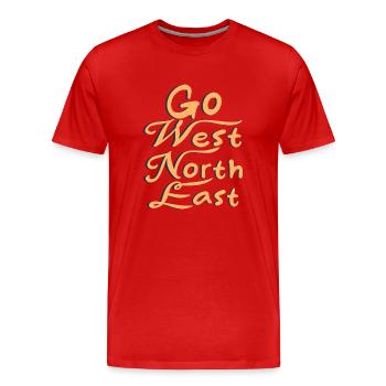 Ouest Nord-Est - T-shirt bio Premium Homme - rouge - Devant - Damien (186cm)