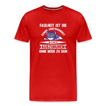 Cat Morning Grouch Laziness Chilling Lazy Long Sleeper - Men's Premium Organic T-Shirt - red - Front - Damien (186cm)