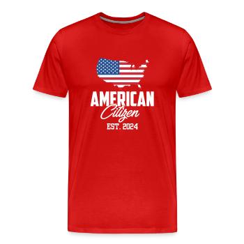 Citoyen américain Est 2024 Drapeau américain naturalisé - T-shirt bio Premium Homme - rouge - Devant - Damien (186cm)