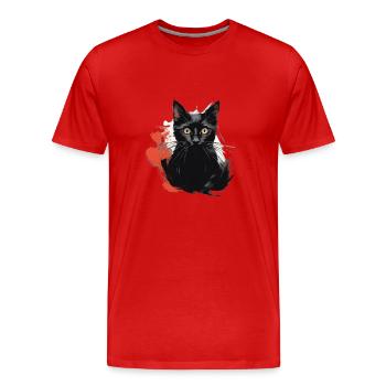 Schwarze Kater - Männer Premium Bio T-Shirt - Rot - Vorne - Damien (186cm)