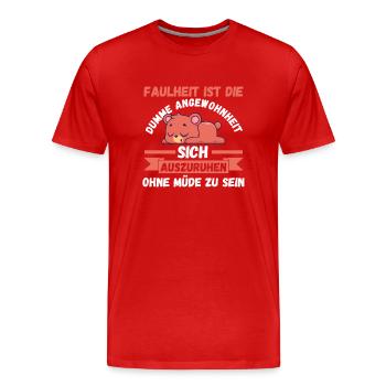 Bear Morning Grouch Laziness Chilling Lazy Late Sleeper - Men's Premium Organic T-Shirt - red - Front - Damien (186cm)