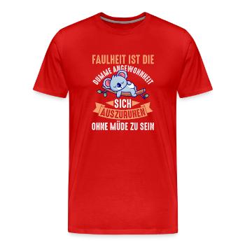 Koala Morning Grouch Laziness Chilling Lazy Long Sleeper - Men's Premium Organic T-Shirt - red - Front - Damien (186cm)