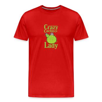 Crazy Cactus Lady Pflanze - Männer Premium Bio T-Shirt - Rot - Vorne - Damien (186cm)