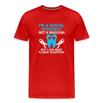 Je suis une hygiéniste dentaire, pas un magicien - T-shirt bio Premium Homme - rouge - Devant - Damien (186cm)