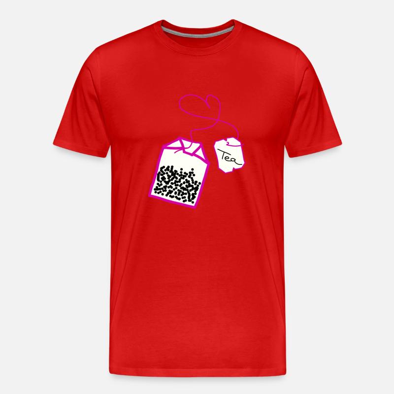 Teebeutel im Herz pink - Männer Premium Bio T-Shirt - Rot