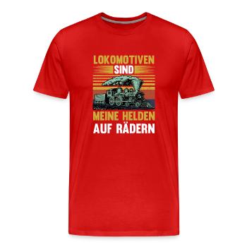 Chemin de fer miniature Train miniature Train Chemin de fer Chemin de fer Chemin de fer Train miniature Train modèle T - T-shirt bio Premium Homme - rouge - Devant - Damien (186cm)