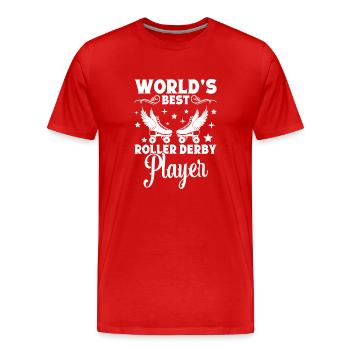 Roller Derby Girl Skating World´s best Roller - Männer Premium Bio T-Shirt - Rot - Vorne - Damien (186cm)