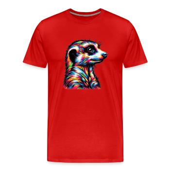 Erdmännchen - Männer Premium Bio T-Shirt - Rot - Vorne - Damien (186cm)