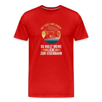 Chemin de fer miniature Train miniature Train Chemin de fer Chemin de fer Chemin de fer Train miniature Train modèle T - T-shirt bio Premium Homme - rouge - Devant - Damien (186cm)