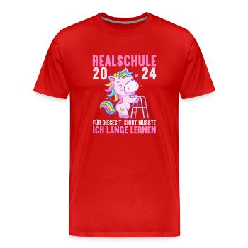 Realschule Junge Mädchen Realschule 2024 - Männer Premium Bio T-Shirt - Rot - Vorne - Damien (186cm)