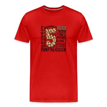 5.Klasse - Männer Premium Bio T-Shirt - Rot - Vorne - Damien (186cm)