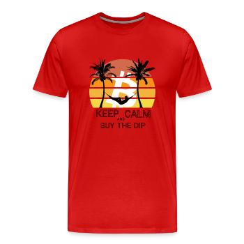 KEEP CALM BUY BITCOIN - Men's Premium Organic T-Shirt - red - Front - Damien (186cm)