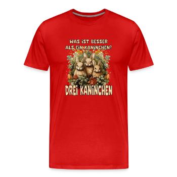 Three Rabbits Bunnies Which Is Better Three Rabbits - Men's Premium Organic T-Shirt - red - Front - Damien (186cm)