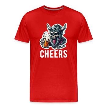 Viking bière acclamations crâne Odin guerrier - T-shirt bio Premium Homme - rouge - Devant - Damien (186cm)