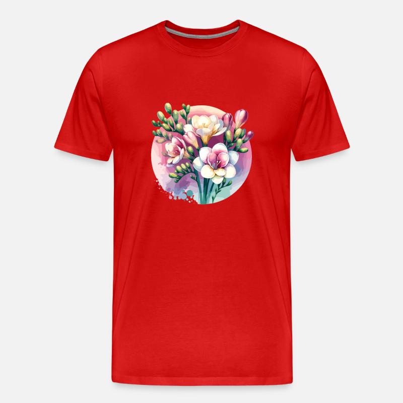 Freesien gezeichnet - Männer Premium Bio T-Shirt - Rot
