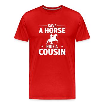 Sauver Une Balade À Cheval Un Cousin - T-shirt bio Premium Homme - rouge - Devant - Damien (186cm)