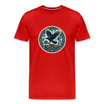 Odin Rabe Nordische Rune Munin Hugin Mythologie - Männer Premium Bio T-Shirt - Rot - Vorne - Damien (186cm)