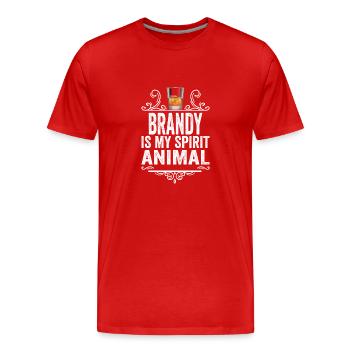 Brandy Is My Spirit Animal T-Shirt Lustiges Trinken - Männer Premium Bio T-Shirt - Rot - Vorne - Damien (186cm)