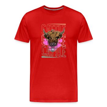 Schottisches Hochlandrind Bauernhof Landwirt - Männer Premium Bio T-Shirt - Rot - Vorne - Damien (186cm)