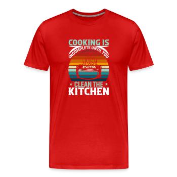 Kochen ist unvollständig, bis Sie die Küche reinigen - Männer Premium Bio T-Shirt - Rot - Vorne - Damien (186cm)