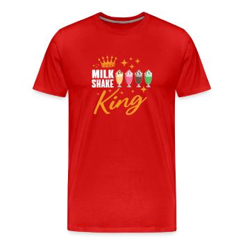 Milkshake King - Men's Premium Organic T-Shirt - red - Front - Damien (186cm)