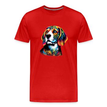Beagle Hund - Männer Premium Bio T-Shirt - Rot - Vorne - Damien (186cm)
