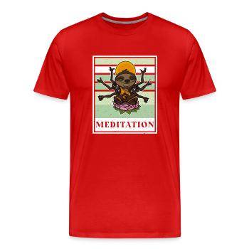 Faultier Fitness Yoga Namaste Meditation Zen - Männer Premium Bio T-Shirt - Rot - Vorne - Damien (186cm)