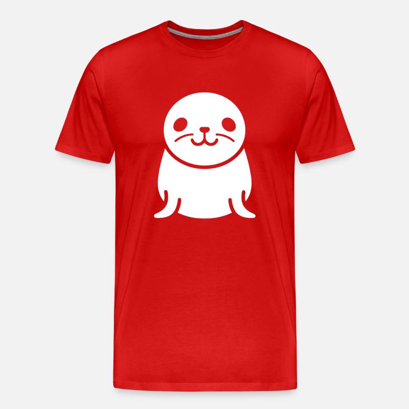 Seelöwe - Männer Premium Bio T-Shirt - Rot