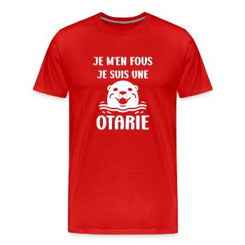 Animal mignon humour otarie - T-shirt bio Premium Homme - rouge - Devant - Damien (186cm)