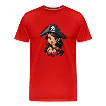 Cute Anime Pirate Girl - Men's Premium Organic T-Shirt - red - Front - Damien (186cm)