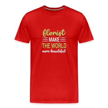 Designer floral Fleuriste Fleuriste Fleuriste - T-shirt bio Premium Homme - rouge - Devant - Damien (186cm)