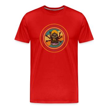 Faultier Lotus Posa Namaste Buddha Meditation - Männer Premium Bio T-Shirt - Rot - Vorne - Damien (186cm)