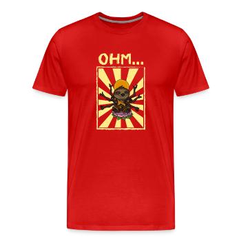 Lotus Posa Faultier Namaste Buddha Zen Fitness - Männer Premium Bio T-Shirt - Rot - Vorne - Damien (186cm)