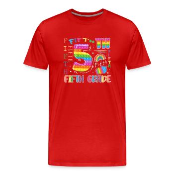 Enfant de 5e année d’école Premier jour d’école - T-shirt bio Premium Homme - rouge - Devant - Damien (186cm)
