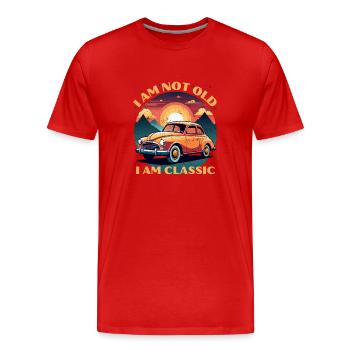 Ich bin nicht alt, ich bin klassisch - Männer Premium Bio T-Shirt - Rot - Vorne - Damien (186cm)