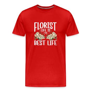 Designer floral Fleuriste Fleuriste Fleuriste - T-shirt bio Premium Homme - rouge - Devant - Damien (186cm)