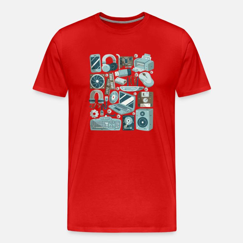 Computer - Männer Premium Bio T-Shirt - Rot