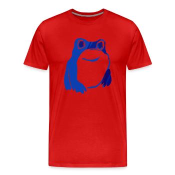 Frosch, blau, illustration, stencil, Tinte - Männer Premium Bio T-Shirt - Rot - Vorne - Damien (186cm)