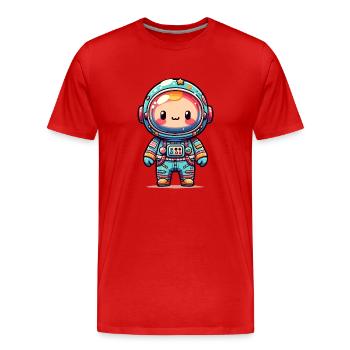 childishly designed spaceman - Men's Premium Organic T-Shirt - red - Front - Damien (186cm)
