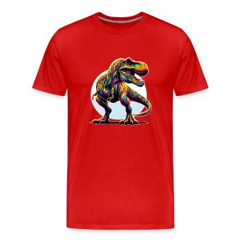 Tyrannosaurus Rex, Dinosaure - T-shirt bio Premium Homme - rouge - Devant - Damien (186cm)