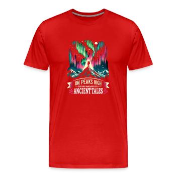 Northern Lights aurora tracker Alaska Wilderness - Men's Premium Organic T-Shirt - red - Front - Damien (186cm)