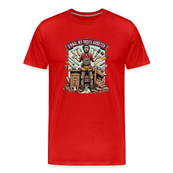 Einmal mit Profis Arbeiten Schreiner - Männer Premium Bio T-Shirt - Rot - Vorne - Damien (186cm)