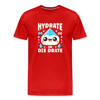Hydratation Boire de l’eau Rester hydraté Hydratation - T-shirt bio Premium Homme - rouge - Devant - Damien (186cm)