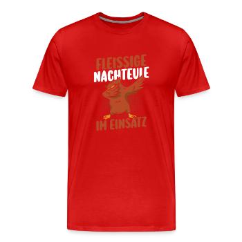 Fleißige Nachteule Nachtschicht - Männer Premium Bio T-Shirt - Rot - Vorne - Damien (186cm)